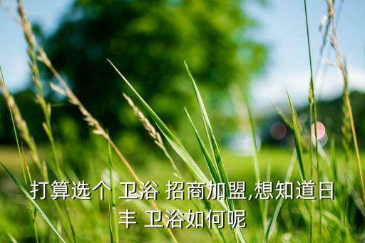 衛(wèi)浴區(qū)域怎么招商,選擇日豐衛(wèi)浴加盟還是需謹(jǐn)慎