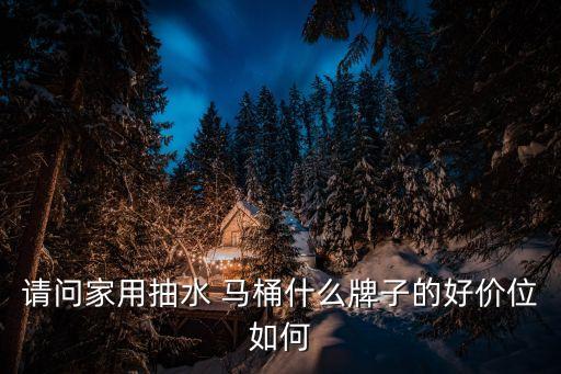 請問家用抽水 馬桶什么牌子的好價位如何