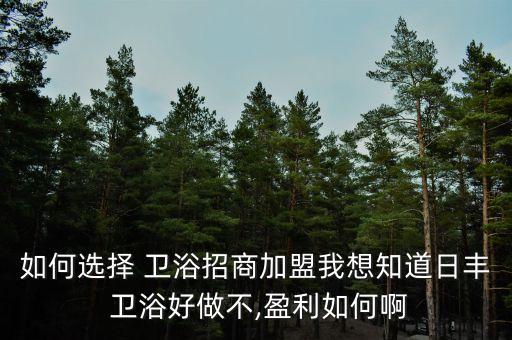 如何選擇 衛(wèi)浴招商加盟我想知道日豐 衛(wèi)浴好做不,盈利如何啊