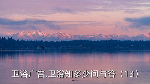 譽(yù)王衛(wèi)浴廣告,衛(wèi)浴知多少?問與答（13）