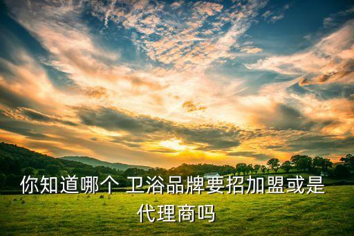 你知道哪個(gè) 衛(wèi)浴品牌要招加盟或是 代理商嗎
