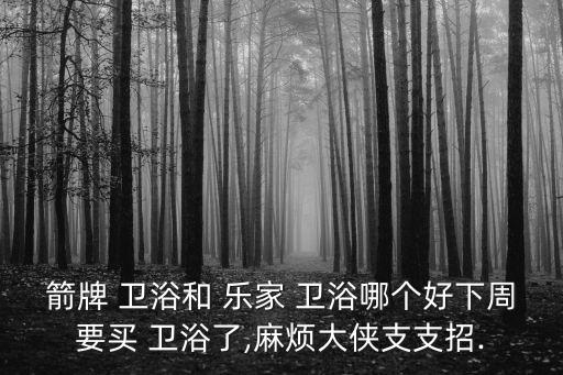 箭牌 衛(wèi)浴和 樂(lè)家 衛(wèi)浴哪個(gè)好下周要買(mǎi) 衛(wèi)浴了,麻煩大俠支支招.