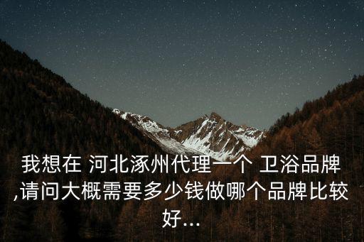 我想在 河北涿州代理一個(gè) 衛(wèi)浴品牌,請(qǐng)問大概需要多少錢做哪個(gè)品牌比較好...