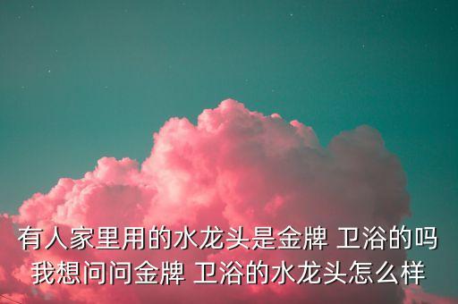 有人家里用的水龍頭是金牌 衛(wèi)浴的嗎我想問問金牌 衛(wèi)浴的水龍頭怎么樣