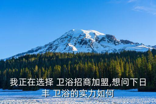 我正在選擇 衛(wèi)浴招商加盟,想問下日豐 衛(wèi)浴的實力如何