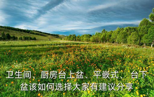 衛(wèi)生間、廚房臺上盆、平嵌式、 臺下盆該如何選擇大家有建議分享