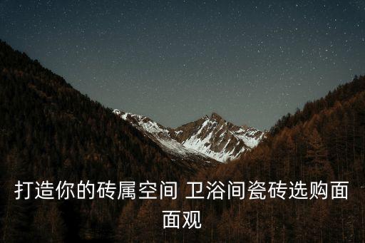 打造你的磚屬空間 衛(wèi)浴間瓷磚選購面面觀