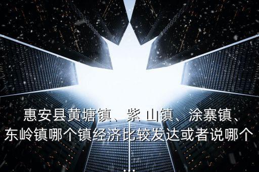  惠安縣黃塘鎮(zhèn)、紫 山鎮(zhèn)、涂寨鎮(zhèn)、東嶺鎮(zhèn)哪個鎮(zhèn)經(jīng)濟比較發(fā)達或者說哪個...