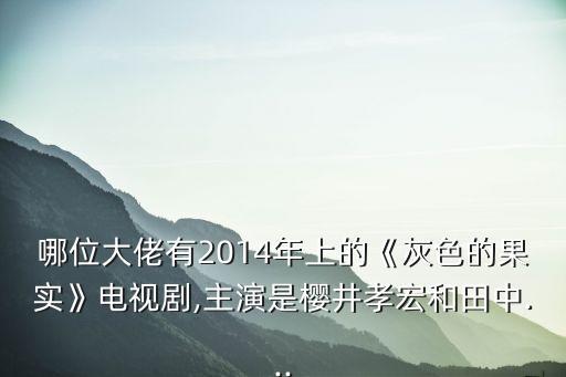 哪位大佬有2014年上的《灰色的果實》電視劇,主演是櫻井孝宏和田中...