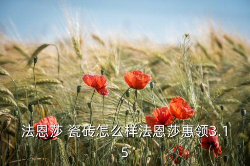法恩莎 瓷磚怎么樣法恩莎惠領(lǐng)3.15