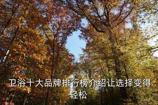  衛(wèi)浴十大品牌排行榜介紹讓選擇變得輕松