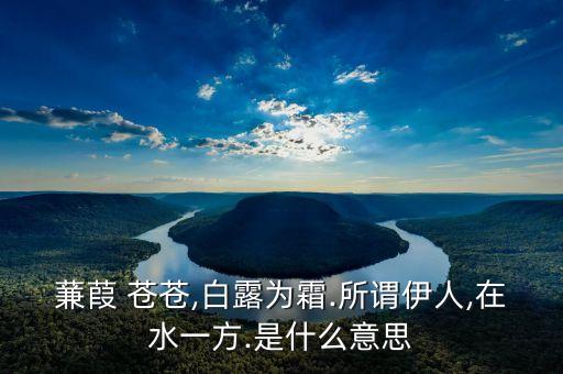 蒹葭 蒼蒼,白露為霜.所謂伊人,在水一方.是什么意思