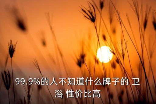 99.9%的人不知道什么牌子的 衛(wèi)浴 性價(jià)比高