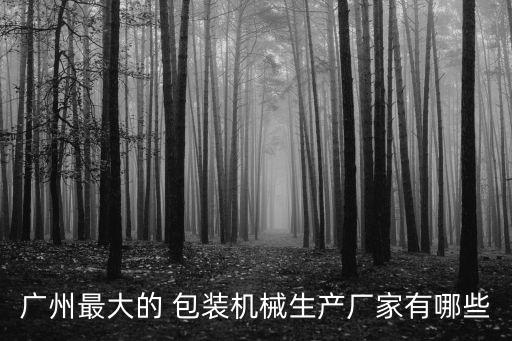 廣州最大的 包裝機(jī)械生產(chǎn)廠家有哪些