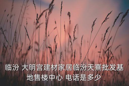臨汾 大明宮建材家居臨汾天熹批發(fā)基地售樓中心 電話是多少