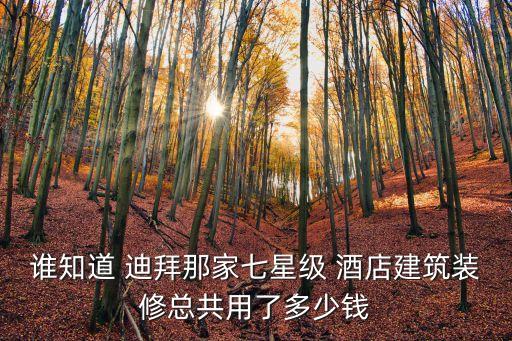 誰知道 迪拜那家七星級 酒店建筑裝修總共用了多少錢