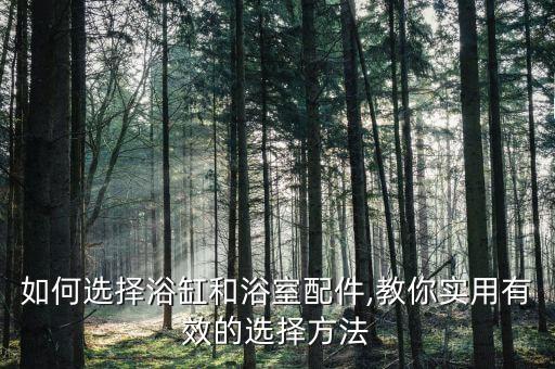 如何選擇浴缸和浴室配件,教你實用有效的選擇方法