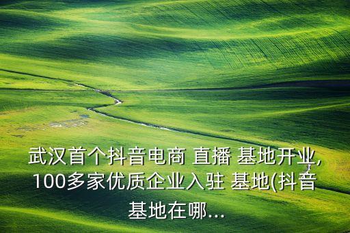 武漢首個抖音電商 直播 基地開業(yè),100多家優(yōu)質企業(yè)入駐 基地(抖音 基地在哪...