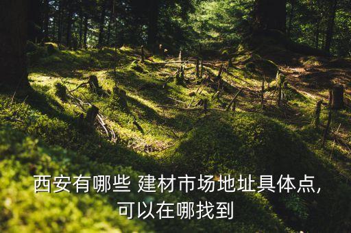 西安有哪些 建材市場地址具體點,可以在哪找到