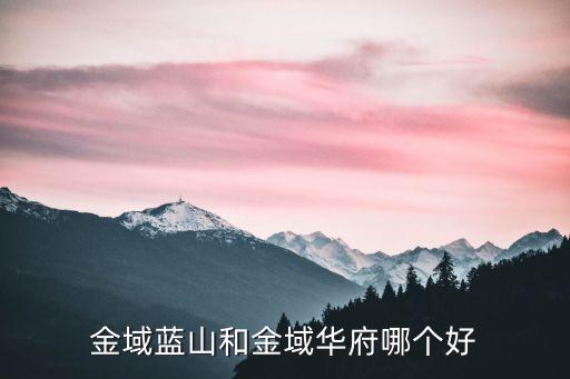金域藍山和金域華府哪個好