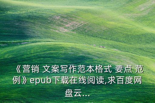 《營銷 文案寫作范本格式 要點(diǎn) 范例》epub下載在線閱讀,求百度網(wǎng)盤云...