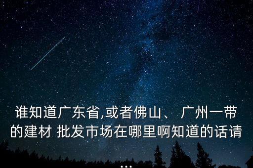 誰知道廣東省,或者佛山、 廣州一帶的建材 批發(fā)市場在哪里啊知道的話請...