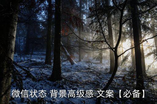 微信狀態(tài) 背景高級(jí)感 文案【必備】