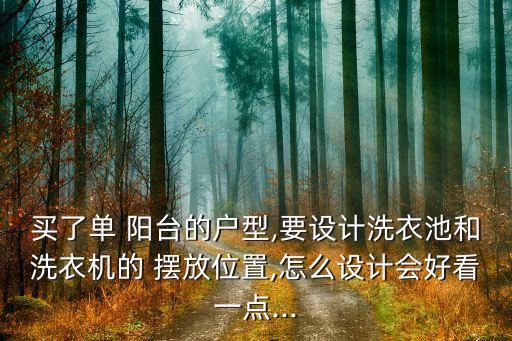 買了單 陽臺的戶型,要設計洗衣池和洗衣機的 擺放位置,怎么設計會好看一點...