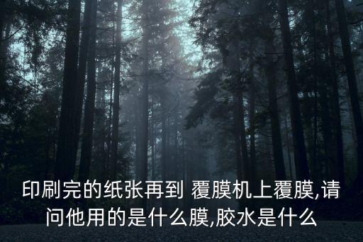 印刷完的紙張?jiān)俚?覆膜機(jī)上覆膜,請(qǐng)問(wèn)他用的是什么膜,膠水是什么