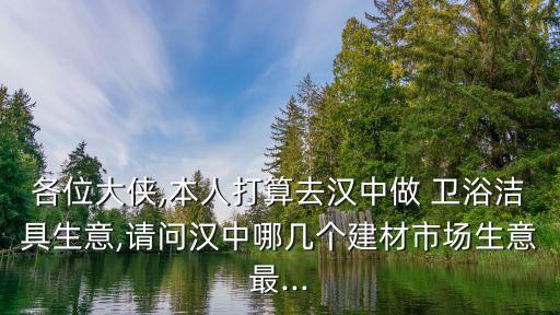 各位大俠,本人打算去漢中做 衛(wèi)浴潔具生意,請(qǐng)問(wèn)漢中哪幾個(gè)建材市場(chǎng)生意最...