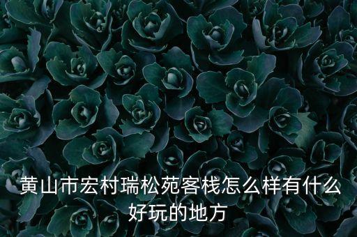  黃山市宏村瑞松苑客棧怎么樣有什么好玩的地方