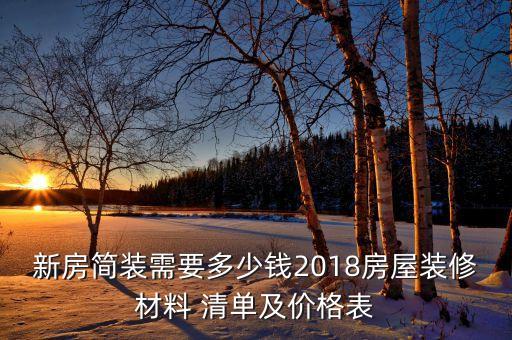 新房簡裝需要多少錢2018房屋裝修材料 清單及價(jià)格表