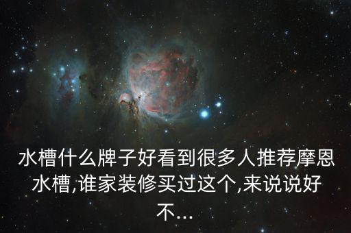  水槽什么牌子好看到很多人推薦摩恩 水槽,誰家裝修買過這個,來說說好不...