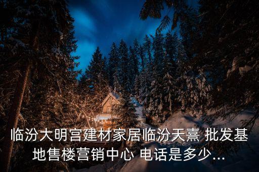 臨汾大明宮建材家居臨汾天熹 批發(fā)基地售樓營銷中心 電話是多少...