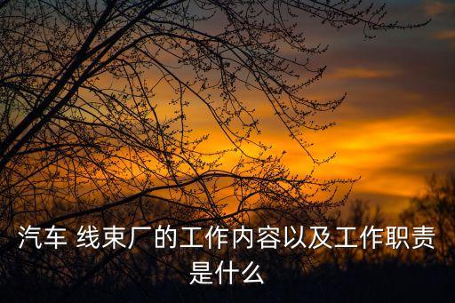 汽車 線束廠的工作內(nèi)容以及工作職責是什么