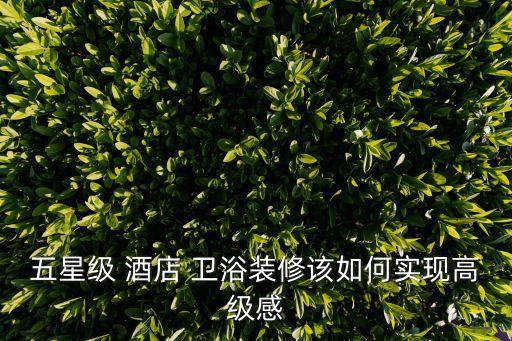 五星級 酒店 衛(wèi)浴裝修該如何實現(xiàn)高級感
