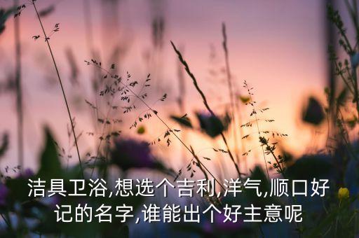 潔具衛(wèi)浴,想選個吉利,洋氣,順口好記的名字,誰能出個好主意呢