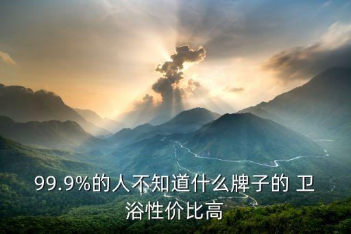 99.9%的人不知道什么牌子的 衛(wèi)浴性價比高