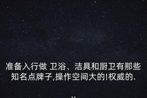 準備入行做 衛(wèi)浴、潔具和廚衛(wèi)有那些知名點牌子,操作空間大的!權威的...