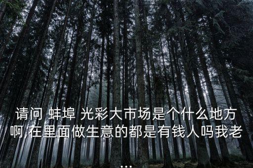 請(qǐng)問 蚌埠 光彩大市場(chǎng)是個(gè)什么地方啊,在里面做生意的都是有錢人嗎我老...