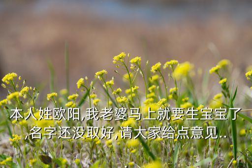 本人姓歐陽,我老婆馬上就要生寶寶了,名字還沒取好,請(qǐng)大家給點(diǎn)意見...