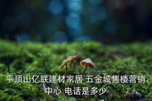 平頂山億聯(lián)建材家居 五金城售樓營銷中心 電話是多少