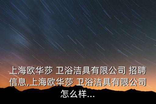 上海歐華莎 衛(wèi)浴潔具有限公司 招聘信息,上海歐華莎 衛(wèi)浴潔具有限公司怎么樣...