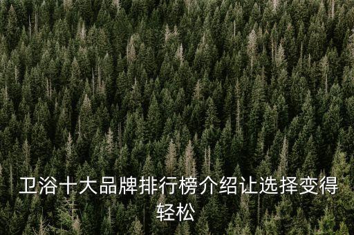  衛(wèi)浴十大品牌排行榜介紹讓選擇變得輕松