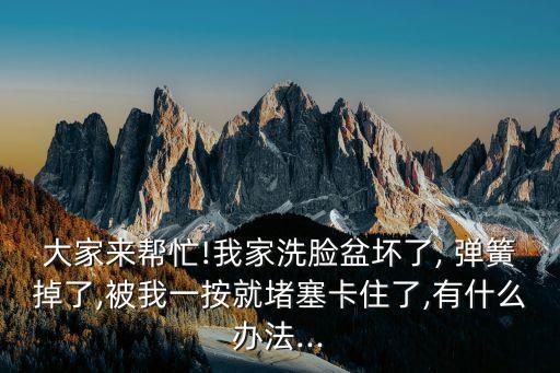 大家來幫忙!我家洗臉盆壞了, 彈簧掉了,被我一按就堵塞卡住了,有什么辦法...