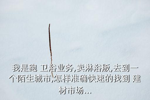 我是跑 衛(wèi)浴業(yè)務(wù),賣淋浴版,去到一個陌生城市,怎樣準確快速的找到 建材市場...