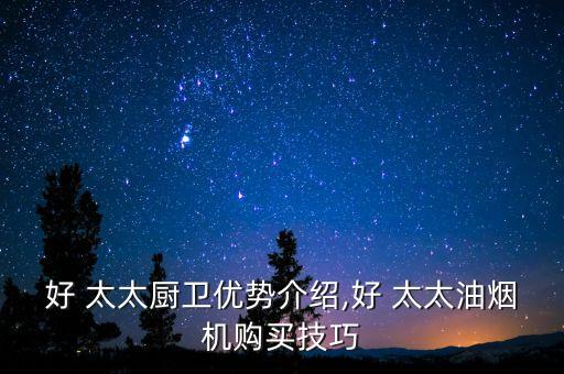 好 太太廚衛(wèi)優(yōu)勢(shì)介紹,好 太太油煙機(jī)購(gòu)買(mǎi)技巧