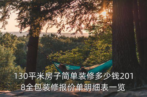 130平米房子簡單裝修多少錢2018全包裝修報(bào)價(jià)單明細(xì)表一覽