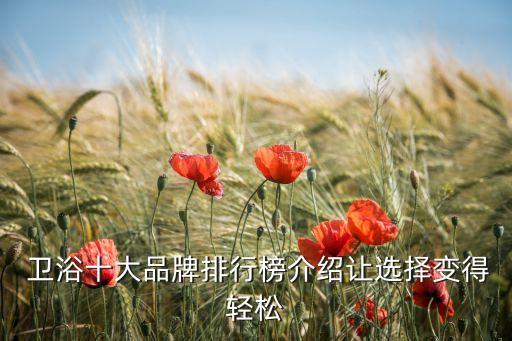  衛(wèi)浴十大品牌排行榜介紹讓選擇變得輕松