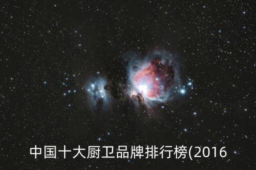 中國十大廚衛(wèi)品牌排行榜(2016